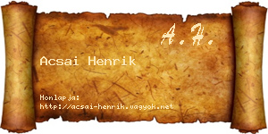 Acsai Henrik névjegykártya